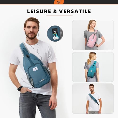 SKYSPER Sling Bag RFID Crossbody Sling Backpack Cross Body Shoulder Bag Travel Hiking Daypack for Women Men(Slateblue) - color: Slateblue