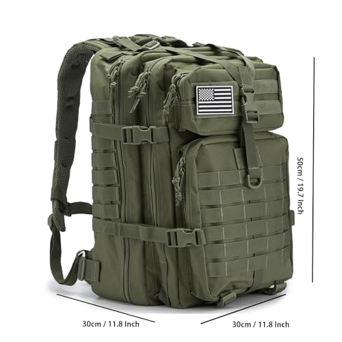 QT&QY 45L Military Tactical Backpacks For Men Camping Hiking Trekking Daypack Bug Out Bag Lage MOLLE 3 Day Assault Pack - color: 1.0 Green