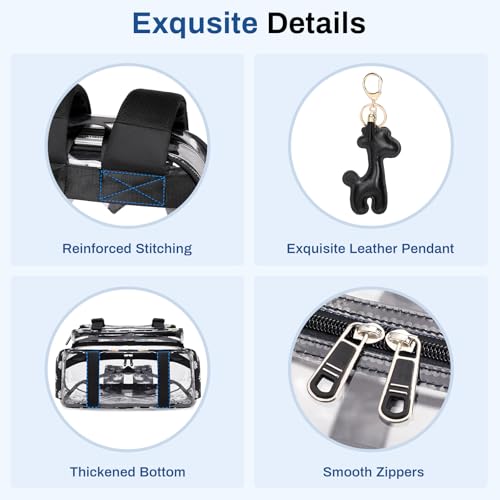 Sisipoet Clear Backpack for School, PVC Clear Bookbag Heavy Duty Transparent Backpack for Stadium Events See Through Bag - color: 1pc-black Daisy