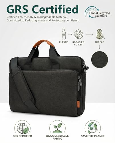 bagasin 15 15.6 16 inch Laptop Computer PC Shoulder Bag Carrying Case, Water-Repellent Fabric Briefcase, Lightweight Toploader, Business Casual or School - color: Black, size: 15.6-16