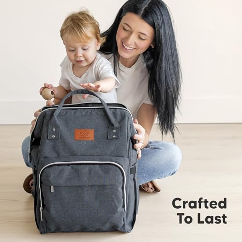 KeaBabies Baby Diaper Bag Backpack - Large Baby Bag for Boys, Girls, Waterproof Multi Function Travel Diaper Backpack with Changing Pad, Durable Travel Essentials for Moms and Dads (Mystic Gray) - color: Mystic Gray