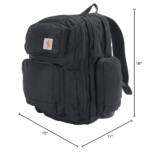 Carhartt 35L Triple-Compartment Backpack, Durable Pack with Laptop Sleeve and Duravax Abrasion Resistant Base, Black - color: Black