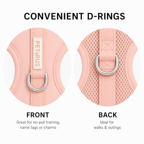 Premium No-Pull Dog Harness Soft Neoprene & Breathable Mesh Vest with Front & Back Clip D-Rings Adjustable Lightweight Walking Harness for Puppies, Small & Medium Dogs (Baby Pink, M) - color: Baby Pink, size: M: Neck=15.4-20.1''/Chest=18.1-24.4''