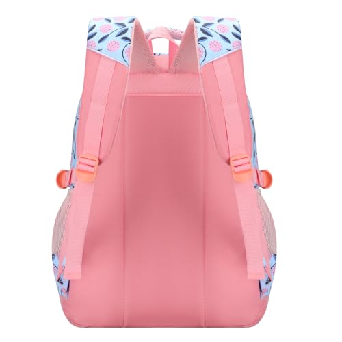 MYGOO Girls School Backpack Archibald Berry Pink Bookbag for Elementary Middle School Ages 5-12, 17 inch Large Capacity 24L Kids Student Travel Bags - color: Archibald Berry Pink