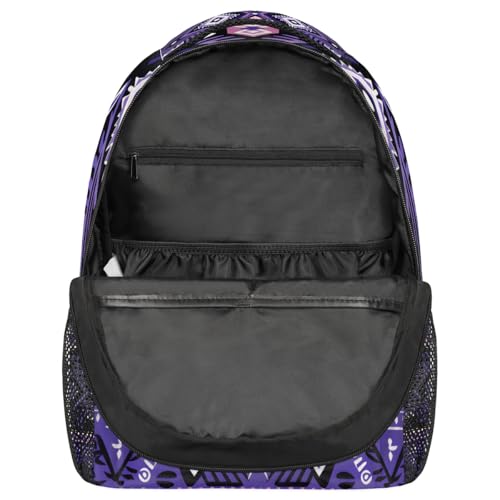Kids School Backpack Purple Ethnic Aztec Geometric Large Bookbag for Elementary Students Boys Girls Lightweight Travel Casual Daypack Water Resistant Outdoor Hiking Sport Rucksack - color: Purple Ethnic Aztec Geometric