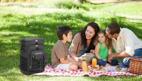 Insulated Cooler Backpack, 35L Leakproof Backpack with Double Compartments for Men & Women, Large Lunch Cooler for Camping, Beach, Travel, Picnic, Up to 48 Cans - color: Black