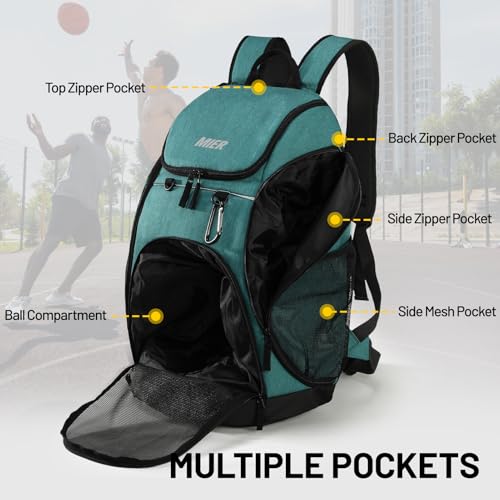 MIER Gym Backpack 40L Basketball Backpack with Ball Compartment & Shoes Storage Multi-Functional Sports Soccer Bag Large Equipment Back Pack Volleyball Backpacks for Men Women - color: Light Green