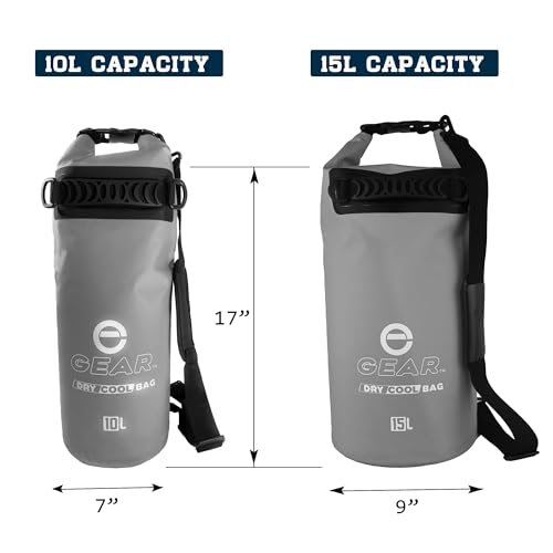 Enthusiast Gear Insulated Dry Bag Floating Cooler – 10L / 15L / 25L Roll Top, Leak Proof, Waterproof, Collapsible, with Padded Shoulder Strap - Perfect for Kayaking Fishing Beach - color: Camo Gray, size: 10 Liter