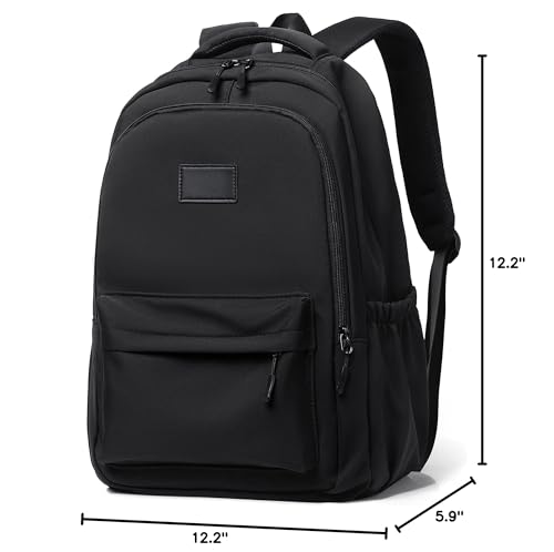 Water-Resistant Casual Backpack - Lightweight Travel Daypack with Laptop Compartment & Multi-Pocket Design (Black) - color: Black
