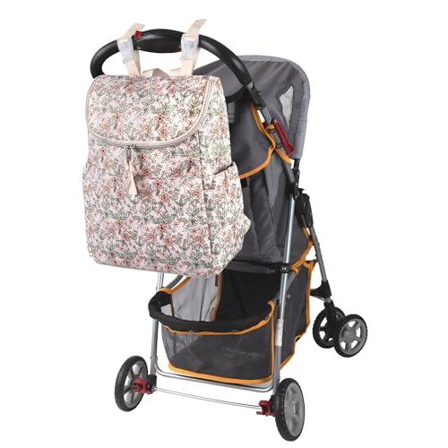 Multi-Function Floral Diaper Backpack and Travel Nappy Baby Bag with Changing Pad and Stroller Straps (Freshly Floral) - color: Freshly Floral