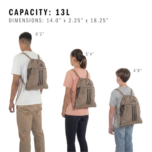 adidas Alliance Sackpack – Drawstring Backpack for Sports, Small Gym Bag - color: Khaki Six/Black/3