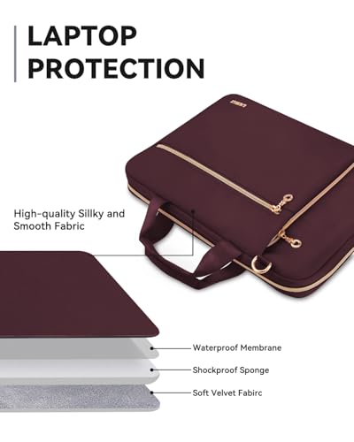 Laptop Case Bag Women Men Computer Sleeve Compatible with MacBook/Dell/HP/Acer/ASUS/LG, Waterproof Shoulder Carrying Briefcase, Red, 15.6-16 Inch - color: Wine Red, size: 15.6 inch