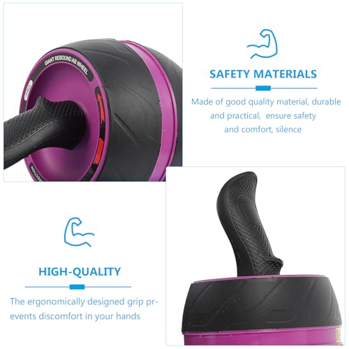 Ab Roller Wheel Exercise Roller for Core Workout with Automatic Rebound, Purple Abdominal Wheel Fitness Equipment for Home Gym Men and Women