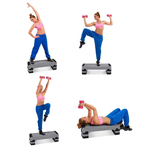 Casart Aerobic Exercise Step Platform 35 Inch W/Non-Slip Surface Adjustable Height 6" - 8" - 10" Exercise Step Platform Trainer Stepper