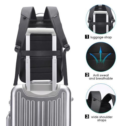 BANGE Anti Theft Backpack,Slim Laptop Backpacks Fit for 15.6 INCH,Business Backpack with USB Charging Port,Men Travel Backpack for Men and Women - color: Blue