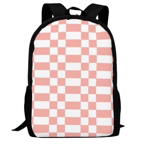 Breathable Outdoor Daypack Checkered Pink, Durable Anti Theft Travel Backpack Adjustable Strap Shoulder Bag for Hiking Camping City Walking - color: Design (547)