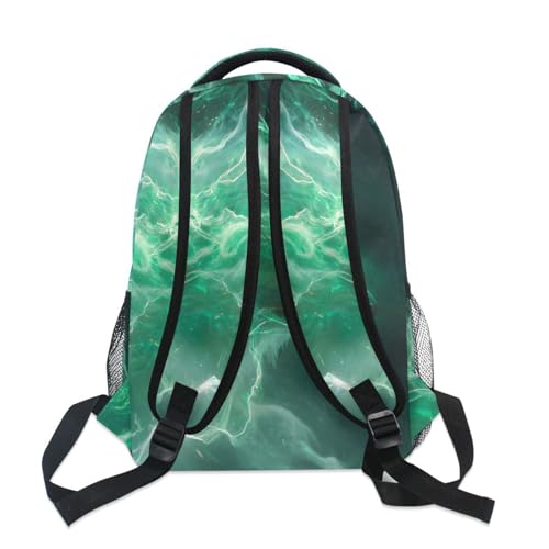 susiyo Custom Name Backpack Personalized School Bookbag Green Wolf Lightweight College Back Pack Travel Camping Casual Daypack for Teens Girls Boys Women Men - color: Custom Green Wolf