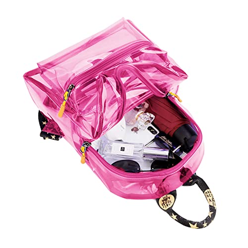TINYAT Transparent Small Clear Backpack - Waterproof Cute Clear Mini Bag - color: Pink/Cb
