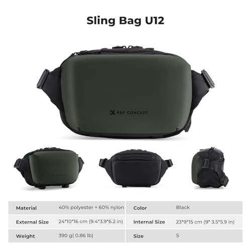 K&F CONCEPT Camera Sling Bag Crossbody Bag Waterproof Camera Shoulder Backpack DSLR/SLR/Mirrorless Camera Case - color: 15 Deep Green Small