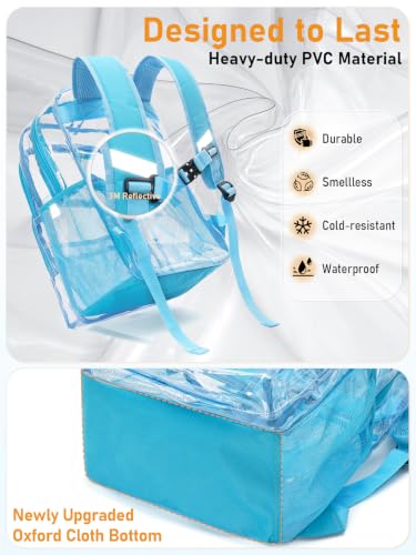 Double-Layer Clear Backpacks 17 Inch Large Clear School Book Bag - color: Light Blue