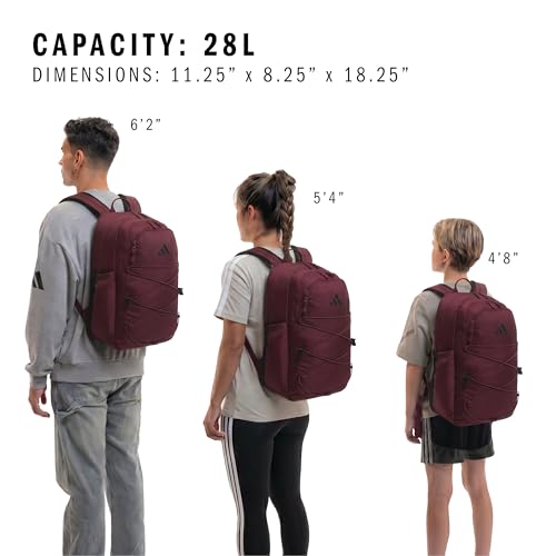 adidas Amplifier Backpack for Laptop, School and Gym, 28L, Maroon/Black/Bungie, OSFA - color: Maroon/Black/Bungie