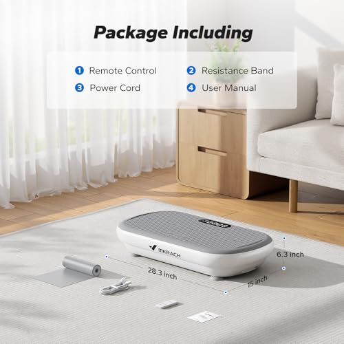 MERACH Vibration Plate Exercise Machine, Vibration Plate 440 Lbs Capacity, Bluetooth and Silicone Pedal, Stimulate Deep Fat, Vibration Plate for Lymphatic Drainage, Vibrating for Weight Loss