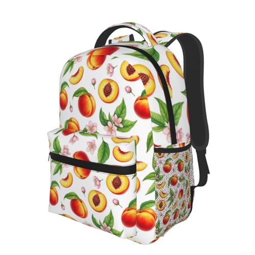 Lightweight Laptop Backpack Watercolor Tropical Peach Leaves Flowers, Water Resistant Work Daypack with Inner Pocket for Office Commute and Travel - color: Pattern (2)