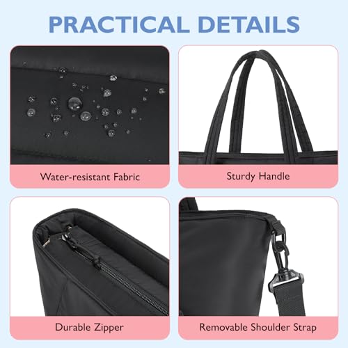 mommore Diaper Bag Tote with Stroller Organizer Puffer Bag Large Capacity Baby Bag with Changing Pad for Travel, Hospital - color: Black