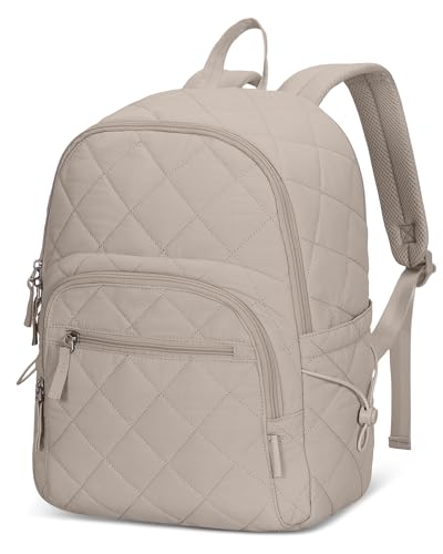 Hynes Eagle Travel Laptop Backpack Quilted College Backpack for Women Puffer Casual Daypack Personal Item Bag for 16 Inch Light Camel - color: Light Camel