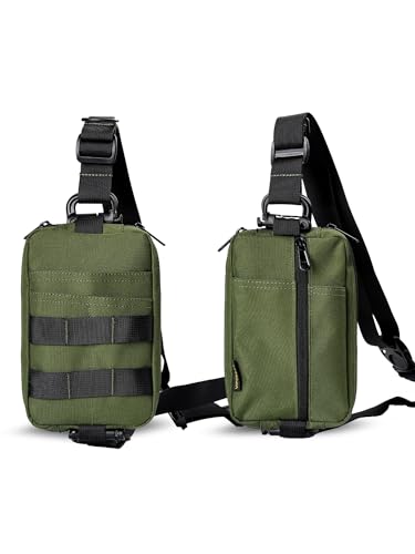 VIPERADE CHS2 Small EDC Sling Bag, Tactical Fanny Pack for Men, Molle Pouch Crossbody Backpack with Adjustable Shoulder Strap, Utility Chest Pouch Bag for Hiking/Traveling/Bush-Craft - color: Green