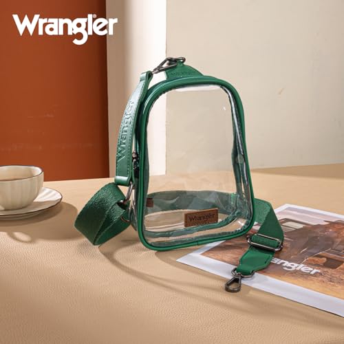 Wrangler Clear Bag for Stadium Events Crossbody Sling Purse for Sports - color: Small-green