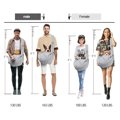 Tomkas Small Dog Sling Carrier - Cat Sling Carrier - Classic Pocket & Classic Strap - for 3-10 lbs Pets(Grey) - color: Grey