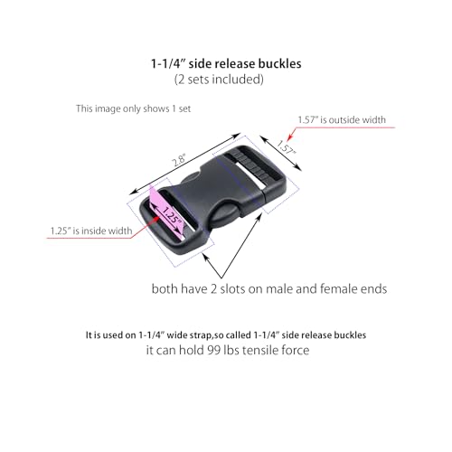 Side Release Buckles Heavy Duty Plastic Buckle Snap Clips Clasps Backpack Buckle Replacement for Strap - style: 1-1/4 Inch - 2sets