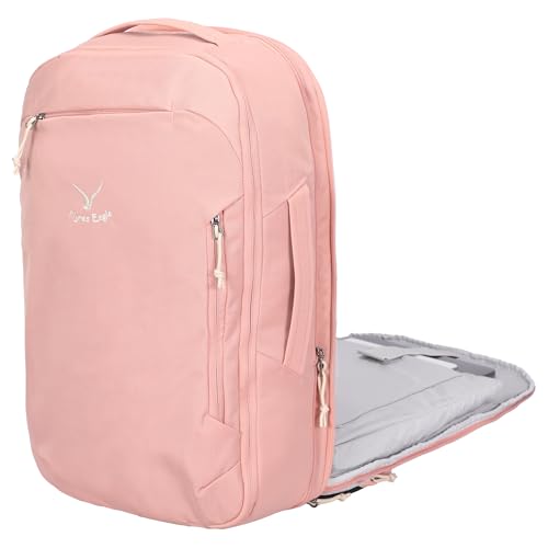 Hynes Eagle TSA Friendly Travel Backpack for Men Women Carry on Backpack 40L Flight Approved Laptop Backpack for 17 inches Compressible Weekender Bag Overnight Backpack Pink - color: Pink