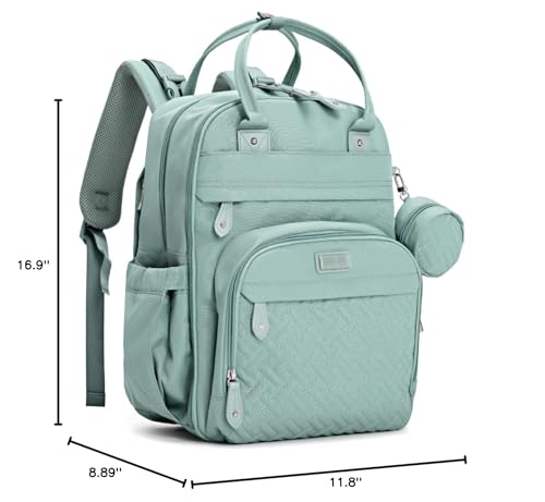 BabbleRoo Diaper Bag Backpack - Baby Essentials Travel Bag - Multi Function Water Resistant Diaper Bag, Travel Essentials Baby Bag with Changing Pad, Stroller Straps & Pacifier Case – Sage Green - color: Sage Green, size: Large