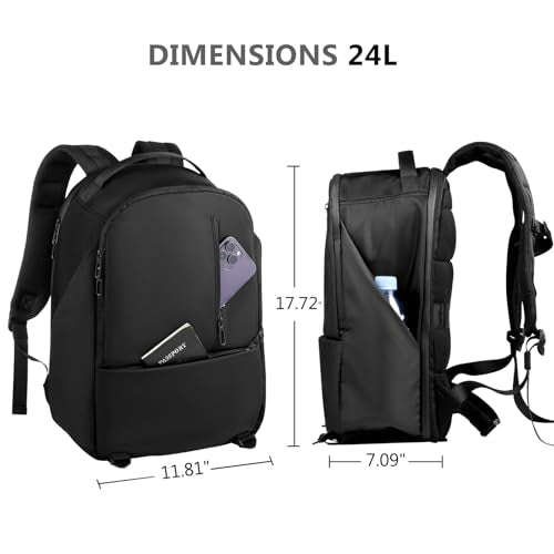 TAAOKA Camera Backpack, DSLR/SLR/Mirrorless Camera Bag for Photographer, Waterproof Camera bag with Tripod Holder & 16in Laptop Compartment Compatible with Canon/Nikon/Sony, Black