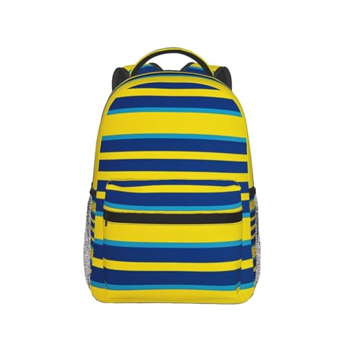 Travel Backpack Yellow and blue stripes Carry on Backpack Lightweight Business 15.6inch Laptop Backpack for Men Women - color: Yellow and Blue Stripes