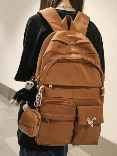 AIBFRID 4Pcs Mini Backpack Keychain,Cute Cosmetic Bag for Women for Grandkids,PU Leather Makeup Bag Key Pocket Lipstick Bag Birthday Gifts for 4 5 6 7 8 9 10 11 12 Year Old Girls - color: brown purple blue pink