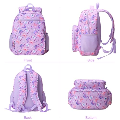 RHCPFOVR Kids Backpack for Girls - Girls Backpack 3-8 Ages Butterfly for Kids 15 Inch School Bookbag for Kindergarten Elementary School Bookbag for Girl 1st 2nd Grade - style: Butterflie