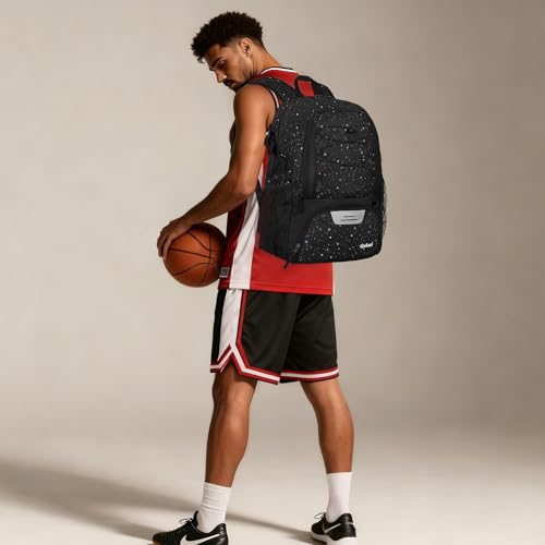 Goloni 40L Basketball Bag,Large Basketball Backpack with Ball Compartment & Shoe Compartment,Backpack for Soccer,Volleyball - color: Starry Sky Black