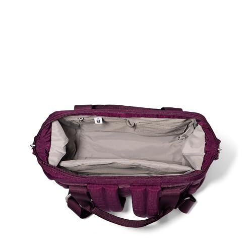 Baggallini City Scape Backpack - 15"x11" Lightweight Work Travel Bag w/Luggage Sleeve & RFID - color: Mulberry