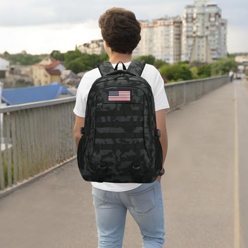 19'' Camo Backpack for Boys - Waterproof Tactical Bookbag for 15.6" Laptop Sleeve & MOLLE System for School Camping Travel - color: Camo Backpack Single Pack 4