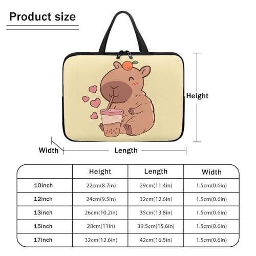 10 Inch Capybara Bubble Tea Laptop Sleeve, Protective Tablet Case with Handle, Water Resistant Zipper Computer Bag Carrying Case Notebook Cover Messenger Briefcase for Women - color: Capybara Bubble Tea, size: 10 Inch