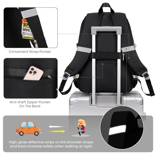 3PCS School Backpack For Student Women College Middle High Teen Girls Bookbag Waterproof Laptop Bag Plaid Black - color: Plaid Black