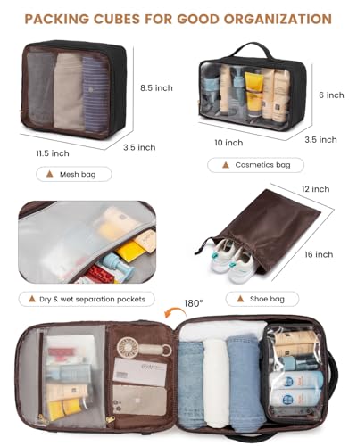 LOVEVOOK Travel Backpack for Women,40L Carry On Backpack Flight Approved with 3 Packing Cubes,TSA Personal Item Travel Bag Fits 17.3” Laptop,Weekender Hiking Business Luggage Daypack Beige Grey Black - color: Beige-grey-black