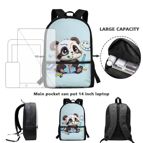 ZOUTAIRONG School Bags for Girls Boys 7-10/10-12/12-16, Cute Panda Insulated Water Bottle for Hot & Cold Drinks Casual Backpack with Side Pockets - color: Cute Panda