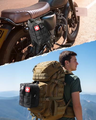 LIVANS 1000D First Aid Bag Empty Medical Ifak Pouch Molle EMT Pouches Rip-Away Tactical Military Trauma Emergency Medic Bag - color: Black-small Size(5.7"lx 3.4"w X 7.9"h)