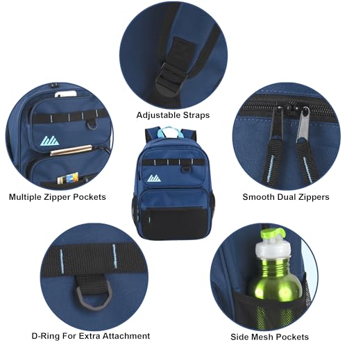 Summit Ridge Travel Backpack for Men and Women, Spacious Work Daypack with Water Bottle Pockets (Navy) - color: Navy
