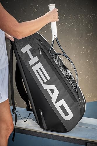 HEAD Tour Racquet Bag M (6R) Tennis Bag - Holds Up to 6 Racquets, CCT+ Climate Control Technology, 2 Main Compartments, Shoe Pocket & Backpack Carry System | 6 Racquet Capacity - color: Black