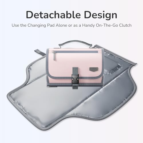 Alatino Portable Diaper Changing Pad, Wipe Clean, Large 25x22,Light Pink - color: Light Pink